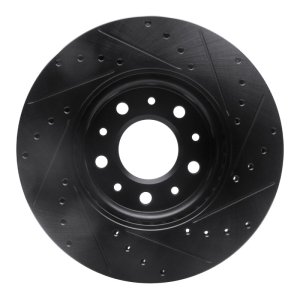 Buick LaCrosse Brake Rotor (1) - Front Left - R1 Concepts - Drilled & Slotted - Black - `16-`21